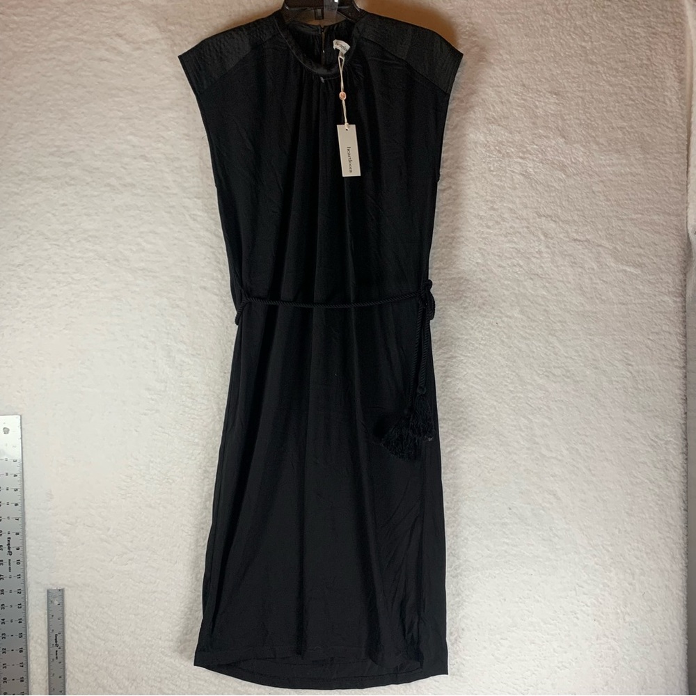Heartloom Women Black Cap‎ Sleeve MIDI Dress Rope Tie Belt M NWT 5367